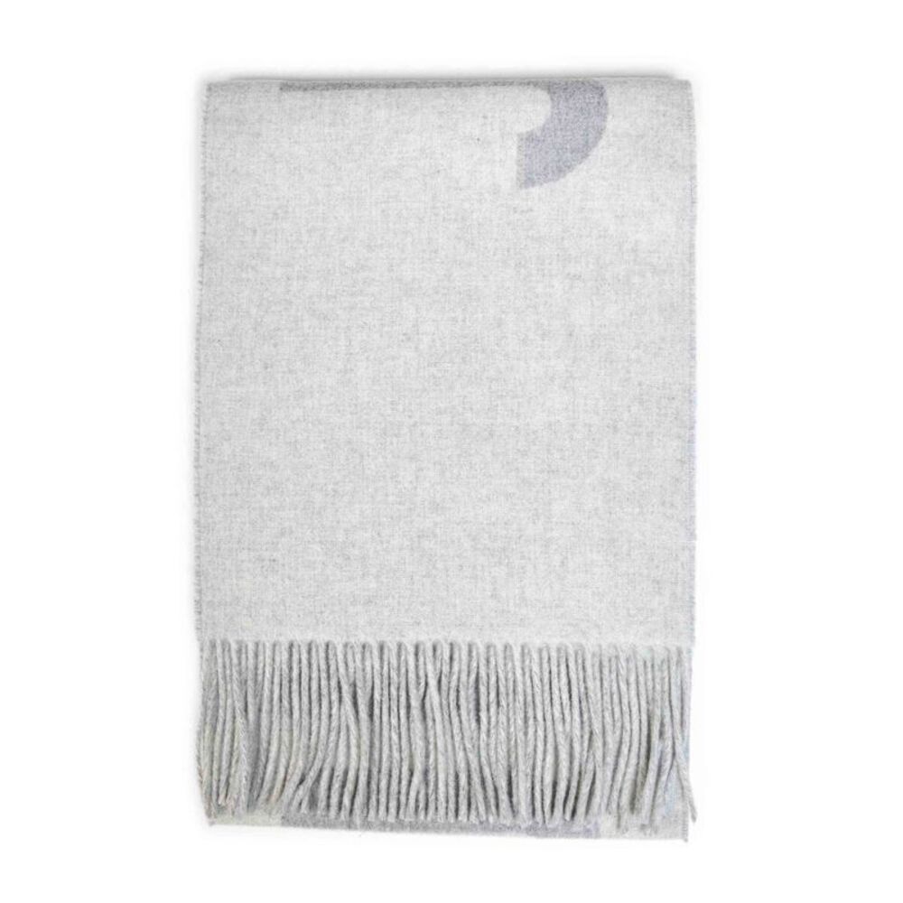 Jacquemus Men Grey Wool The Jacquemus Fringe Logo Scarf